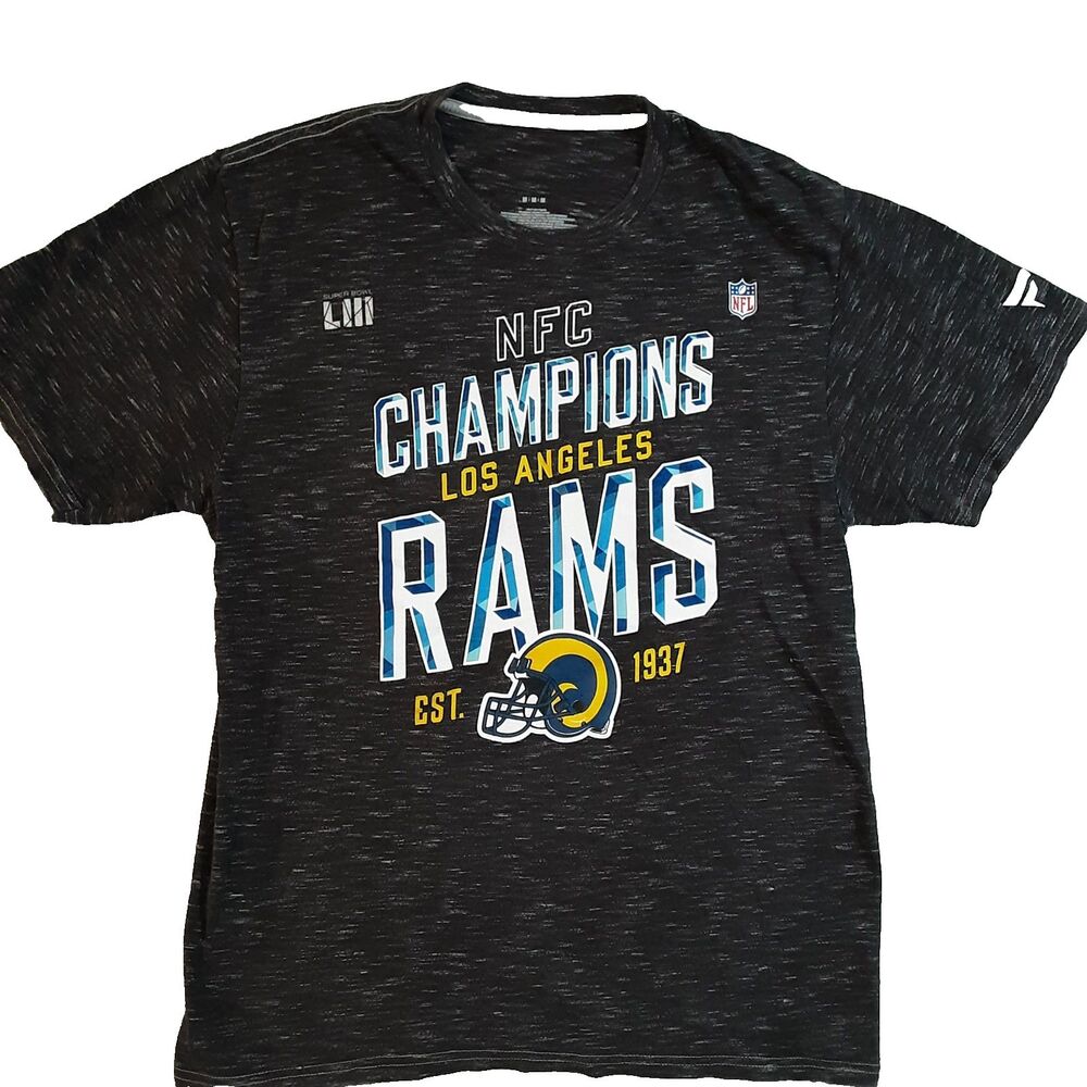 Rams 2018 NFC Champions Locker Room Tee Black Heathered Authentic Fanatics Kid M